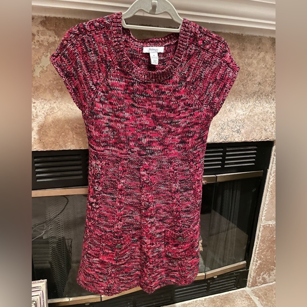 Style & Co VTG cottagecore fairycore knotted knit swing top dress buttons Size M